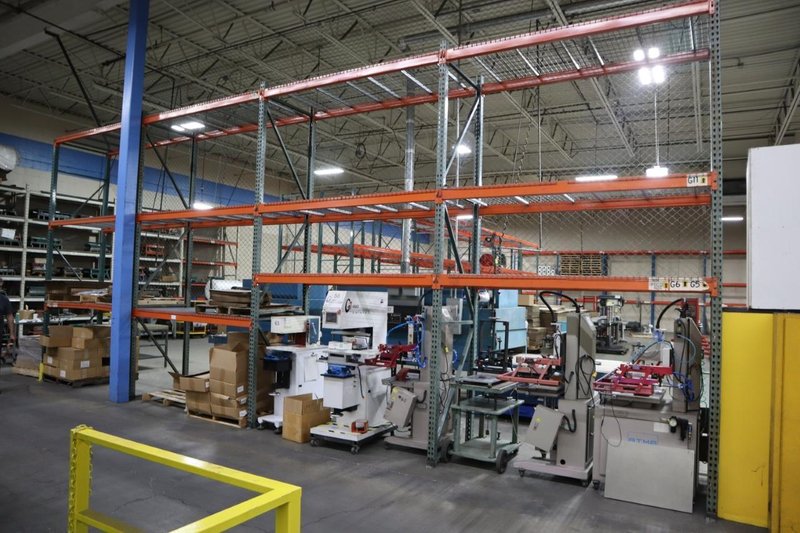 Pallet Racking: (5) 14'H x 42" Uprights, Teardrop Style, (12) 8' Shelves, Wire Decking - NO CONTENTS- Auction Item