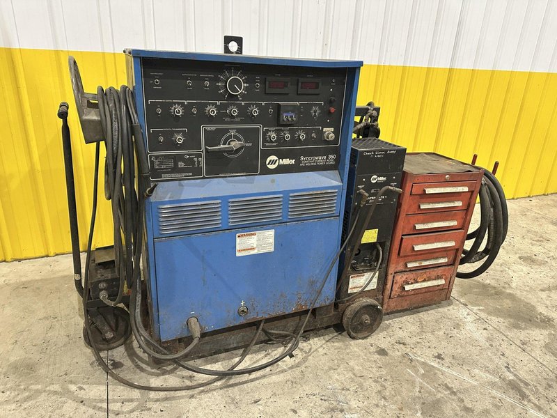 MILLER SYNCROWAVE 350 AC/DC WELDER WTIH WATER COOLER AND CART: STOCK 22275