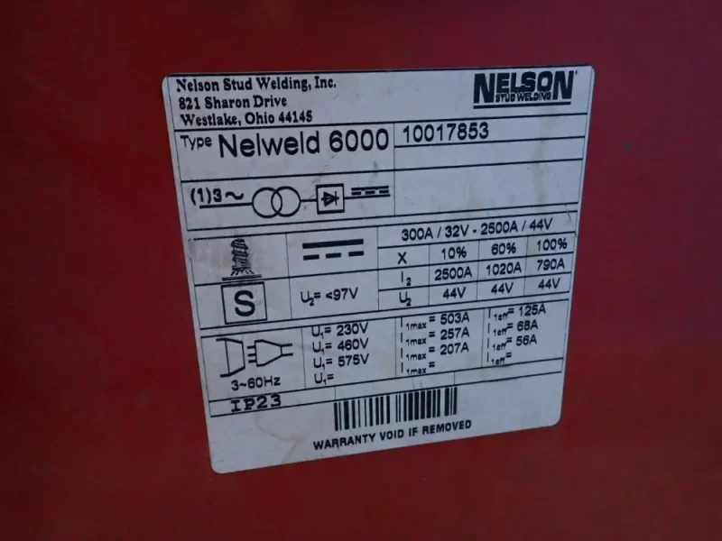 NELSON 2500 A WELDER  -  NELWELD 6000