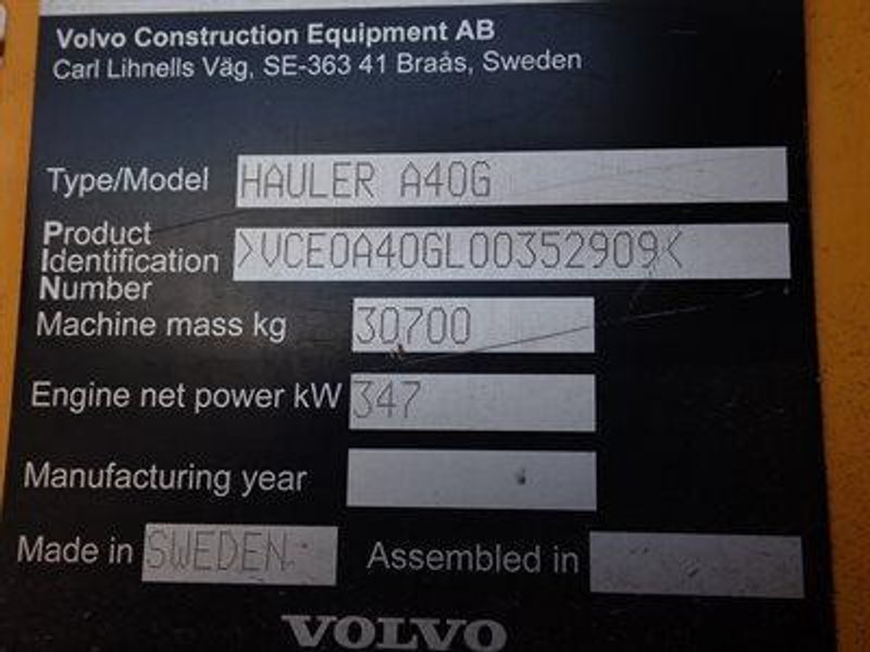 2021 Volvo A40G 352909