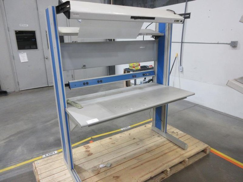 IAC Industries Work Station with  Grounding Cable, Overhead Work Light, Power Strip- Auction Item