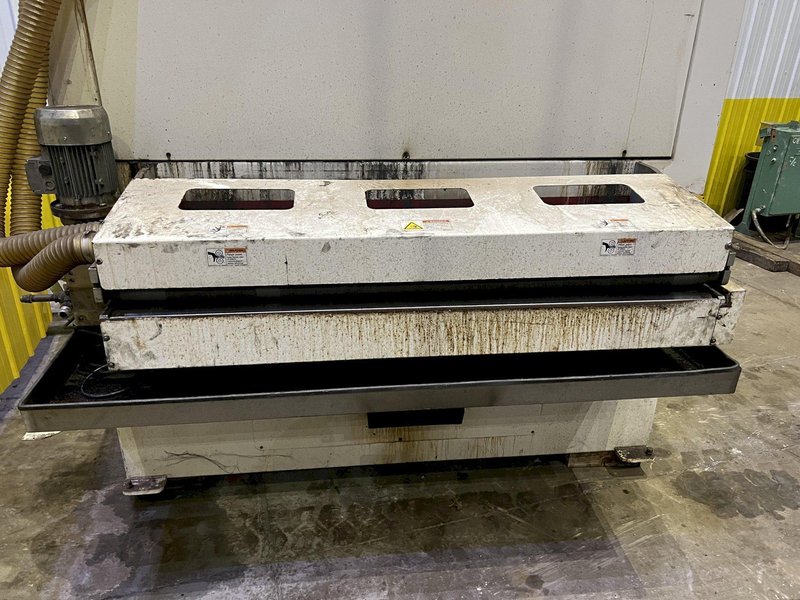 63&quot; MIDWEST AUTOMATION MODEL #N3-6375 3 HEAD WET TYPE BELT DEBURRING GRINDER MACHINE: STOCK 18225