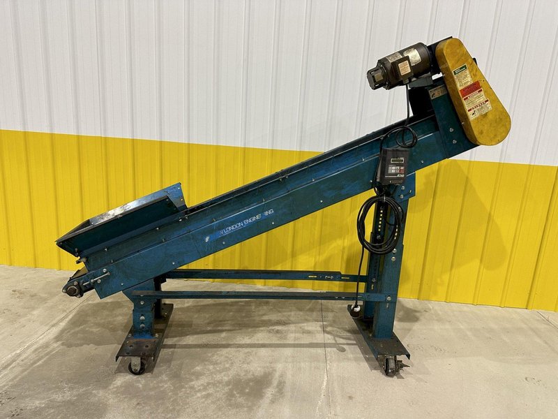 8&quot; WIDE X 6&#039; HIGH NEW LONDON ENG MODEL #500 MOTORIZED BELT INCLINED PARTS CONVEYOR: STOCK #20069