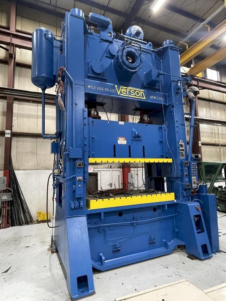600 Ton Verson S2-600-96-60t Rebuilt Straight Side Mechanical Press For Sale, Ready To Ship!