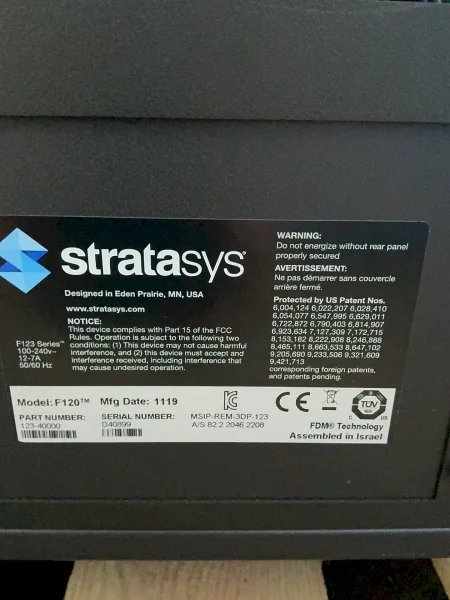 STRATASYS 10” X 10” X 16” 3D PRINTER   -  F120