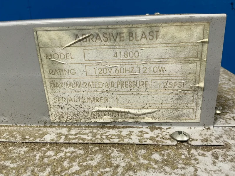 ALLSOURCE BLASTERS AND EQUIPMENT 34”X46”X34” CHAMBER ABRASIVE BLAST CABINET  -  41800