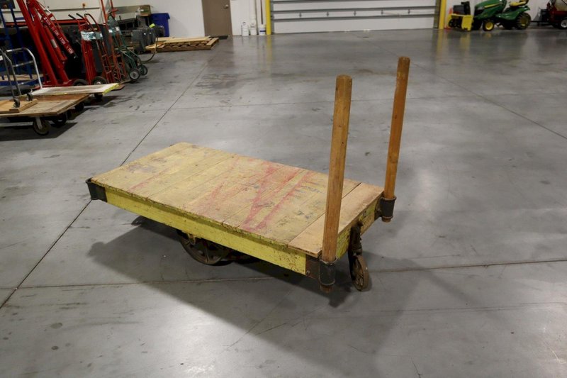 Antique Nutting Railroad Style Cart, 14" Center Wheels with 7" Swivel Wheels and Moveable Handles ***Vintage Nutting Brand Hardware***- Auction Item