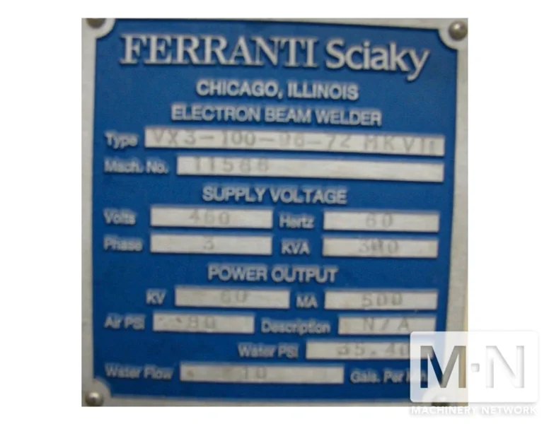 Sciaky Electron Beam Welding System 112”x102”x66”