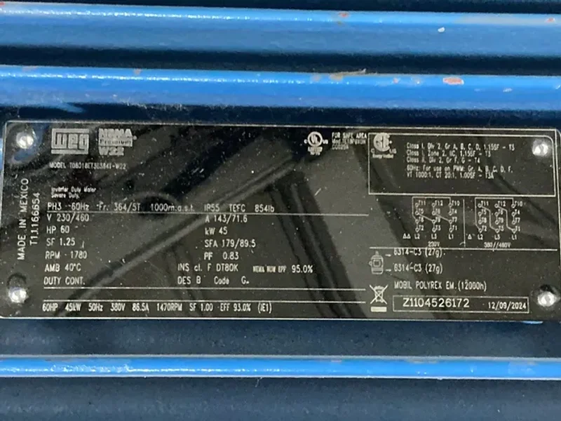 WEG 60 HP MOTOR   -  T06018ET3E364T-W22