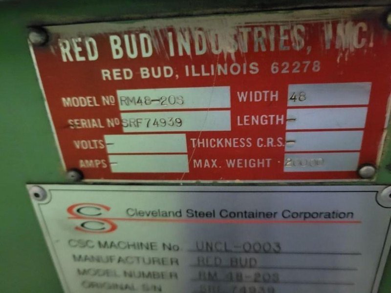 RBI 20,000 LBS X 48" AUTOMATIC FEED DAHSTROM CTL  -  RM48-20S