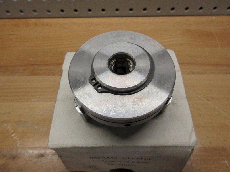 Taig Tools 3.25" 3-Jaw Chuck with 3/4-16" Threaded Back, and Schneebeger Linear Guide Cross Slide Table 6.375" x 4"- Auction Item