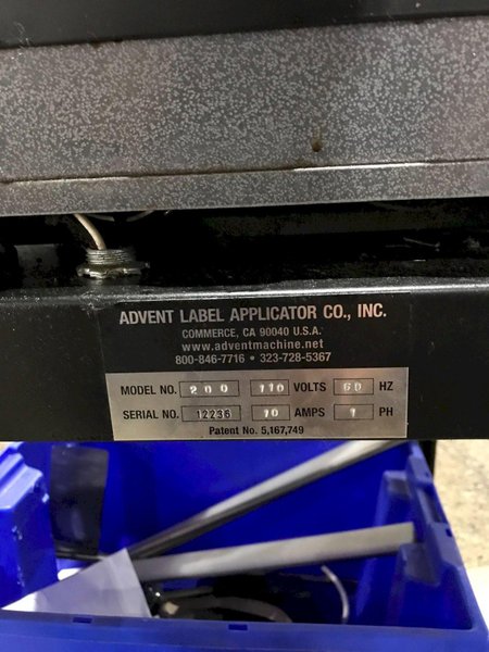 ADVENT LABEL APPLICATOR CO MODEL NO.200 WITH STANDING CART