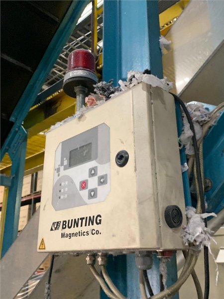 Bunting Used Incline Conveyor with Metal Separator, 22&#039; Long x 25&quot; Wide