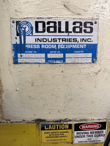 30,000 lbs. x 60&quot; Dallas/American Steel Line Servo Coil Feed Line For Sale