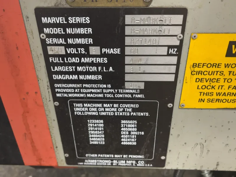 MARVEL / ARMSTONG-BLUM MFG CO. 18” X 26” VERTICAL BAND SAW   -  8-MARK-II