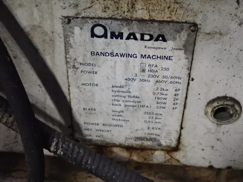 AMADA 10" HORIZONTAL BAND SAW  -  HFA-250