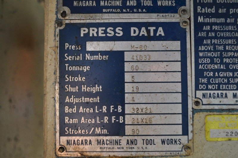 60 Ton Niagara OBI Press