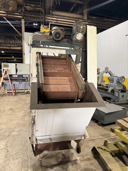 20' LONG X 22" WIDE MARFRAN POWERED METAL BELT INCLINED CHIP or PARTS CONVEYOR: YOBRO #25368