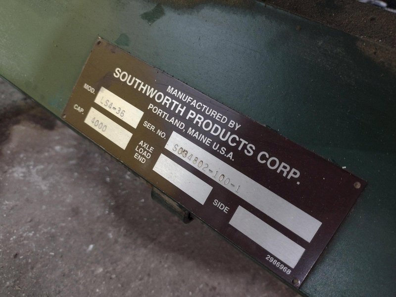 4,000 LBS X 72" X 30" SOUTHWORTH MODEL #LS4-36 HYDRUALIC SCISSOR LIFT TABLE: STOCK #20939