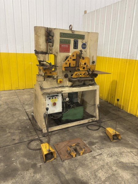 55 TON GEKA MODEL #HYDRACROP-50 DUAL STATION HYDRAULIC IRONWORKER: STOCK #23740