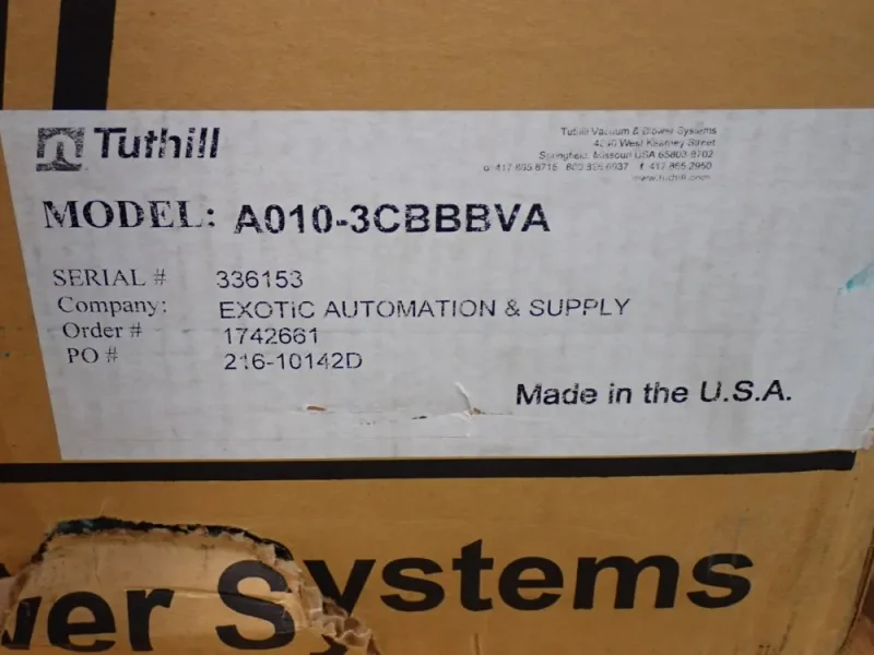 TUTHILL 3450RPM VACUUM PUMP UNIT  -  A010-3CBBBVA