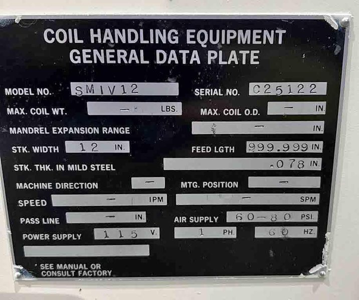 Feeder, Servo, Coilmate, 12&quot; Wide x 0.078&quot;