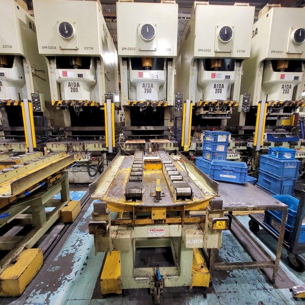 (3) 220 TON AIDA PRESS LINE, W/ STOCK FEEDER &amp; TRANSFER SYSTEM: STOCK #22200
