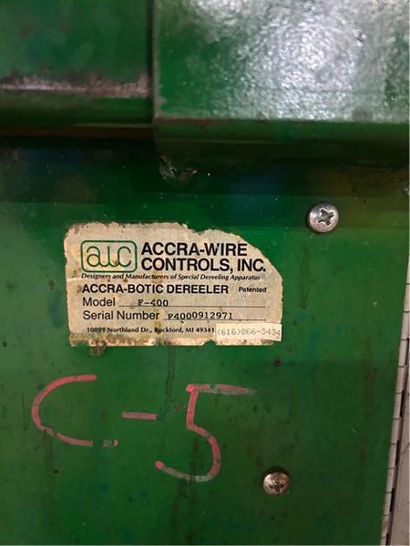 9,000 LB X 72" AWC ACCRA WIRE CONTROLS MODEL #F-400 HORIZONTAL PALLET TYPE COIL REEL UNCOILER: YOBRO 24941