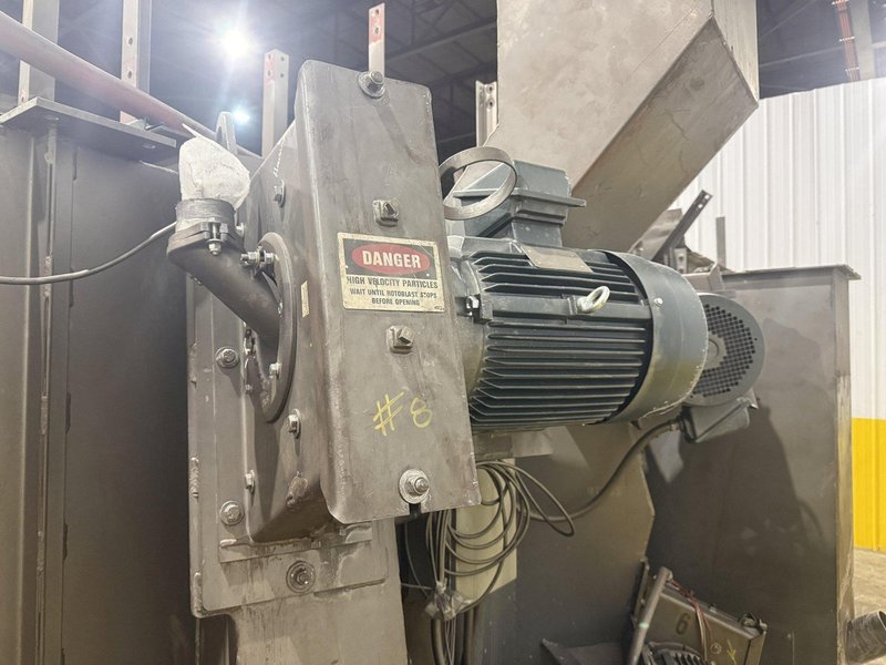 36" x 48" x 8 WHEEL PANGBORN ROTOBLAST PASS THROUGH HANGING CONVEYOR SHOT BLAST MACHINE: YOBRO #24717