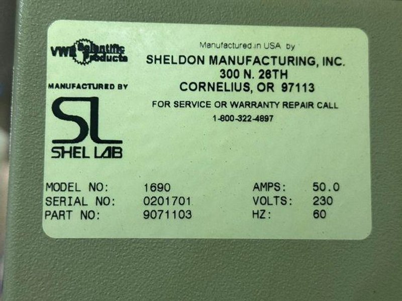 SHELDON MFG INCUBATOR