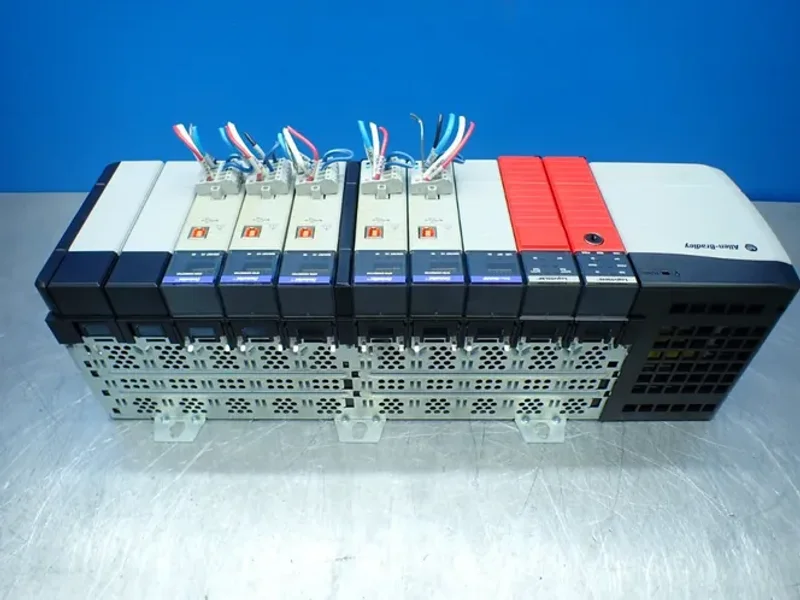 ALLEN-BRADLEY 10 SLOT CHASSIS W/PROCESSOR AND I/O MODULES  -  1756-A10