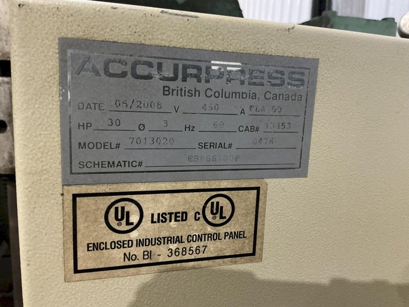 130 TON X 20' ACCURPRESS MODEL #713020 HYDRAULIC PRESS BRAKE: YOBRO #25003