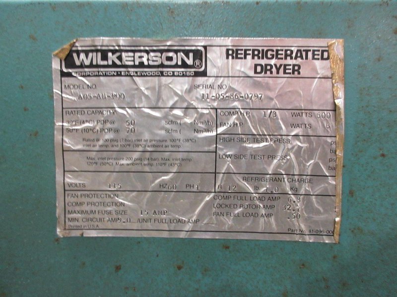 Wilkerson Refrigerated Air Dryer- Auction Item