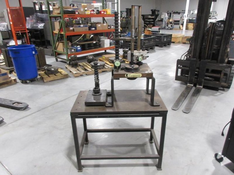 Kennametal Tool Presetting Table On Heavy Duty Steel Table; Starrett Micrometers, Federal Dial Indicators- Auction Item