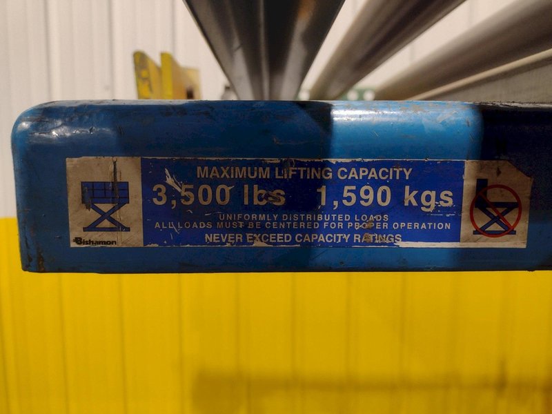 3,500 LBS X 30" X 96" BISHAMON ROLLER TOP HYDRAULIC LIFT TABLE: STOCK #20965