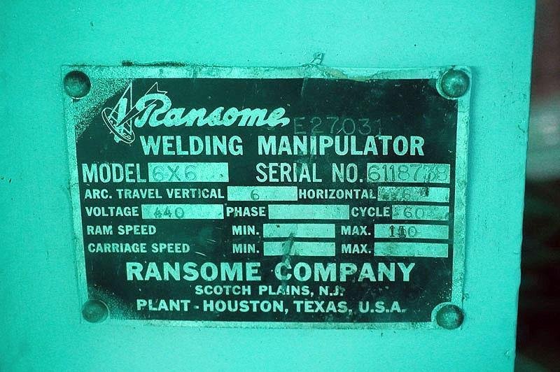 20&#039; RANSOME RAIL MOUNTED WELDING MANIPULATOR WITH LINCOLN WELDERS: STOCK #17950