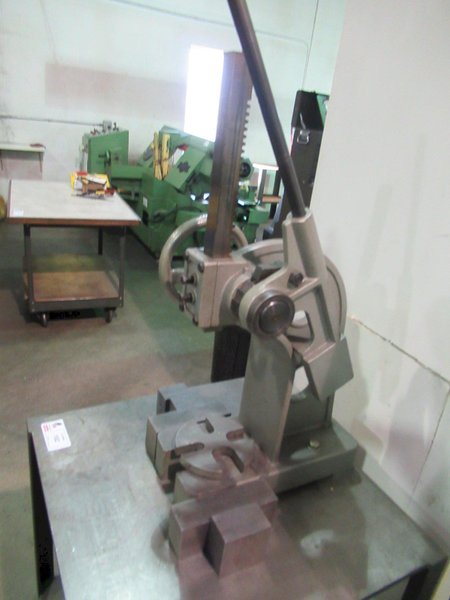 Ratcheting Arbor Press, 6" Throat, 12" Throat Height on Portable Metal Frame Shop Cart with Contents- Auction Item