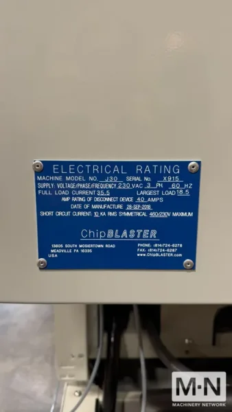 ChipBLASTER J30 High Pressure Coolant System, 2018