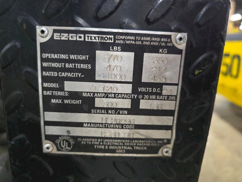 24 VOLT EZ-GO MODEL XI-640 TEXTRON CHASER/TUGGER CART #74: YOBRO #24638