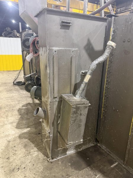 36" x 48" x 8 WHEEL PANGBORN ROTOBLAST PASS THROUGH HANGING CONVEYOR SHOT BLAST MACHINE: YOBRO #24717