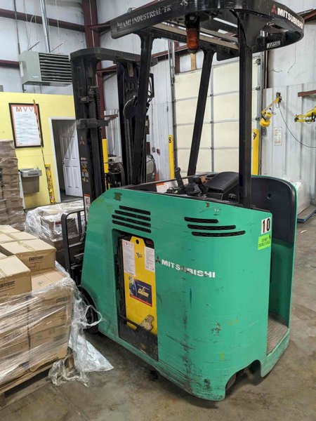3,000 lbs. Mitsubishi FBC15 Electric Counterbalanced Forklift, 2017- 201″ Height, Battery, 4520 Hours