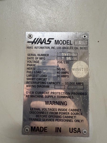 HAAS VF-3 CNC VERTICAL MACHINING CENTER W/ TOOLING. STOCK #1008225
