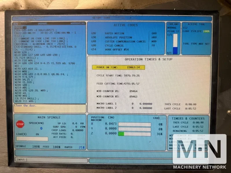HAAS VF-2 CNC Vertical Machining Center, 2012