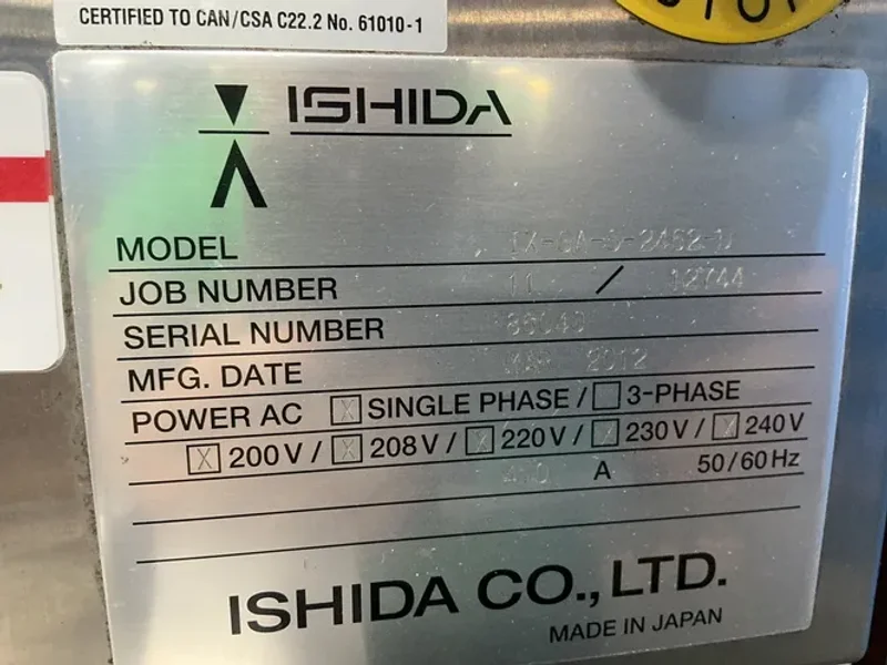 Ishida 24 Lbs, 10.5” W Conveyor Belt X-ray Inspection System - Ix-ga-s-2462