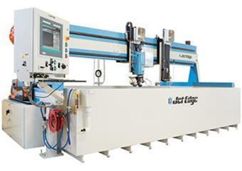 5&#039; x 13&#039; JET EDGE (2013) MODEL #5X13-MR GANTRY RAIL WATERJET CUTTING TABLE, WITH IP-60-50 INTENSIFIER PUMP: STOCK #19309