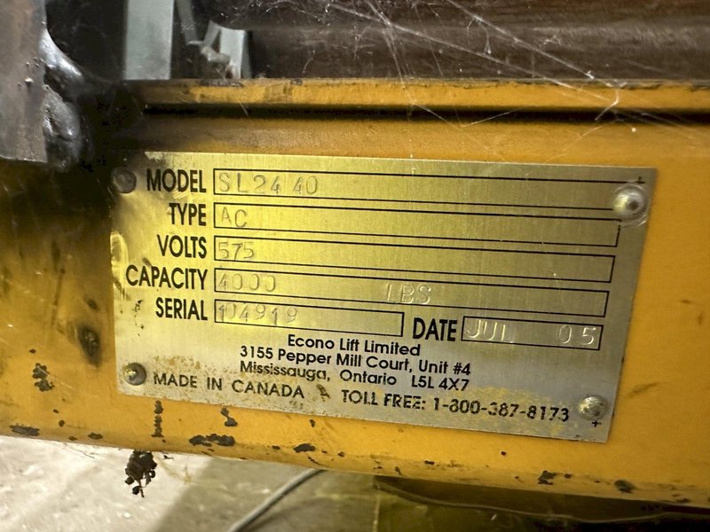 4000 LB X 48" X 40"  ECONO-LIFT MODEL #SL24-40 HYDRAULIC SCISSOR LIFT TABLE WITH ROLLER TOP: STOCK #20950