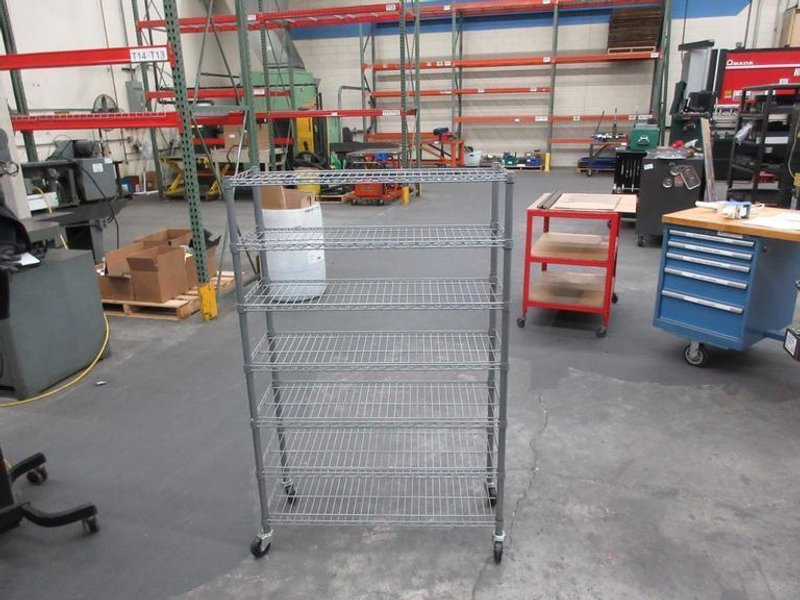 Rolling Adjustable Wire Shelving Unit, 7 Shelfs- Auction Item