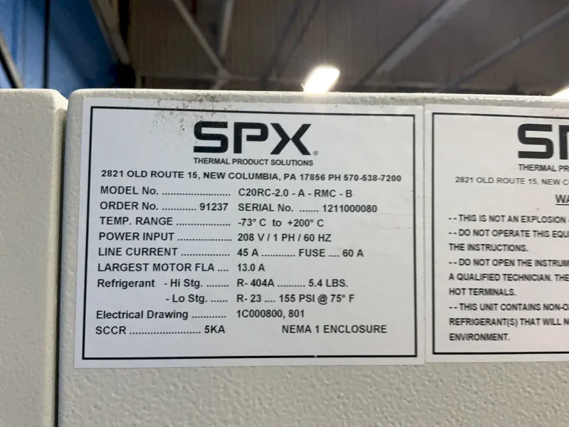 SPX 30” X 40” X 36” ENVIROMENTAL CHAMBER   -  C20R-2.0-A-RMC-B