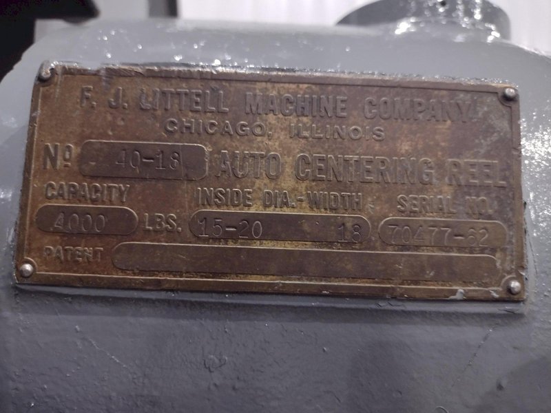 4,000 LBS X 18" LITTELL MODEL #40-18 PULL OFF COIL REEL UNCOILER: YOBRO #25258