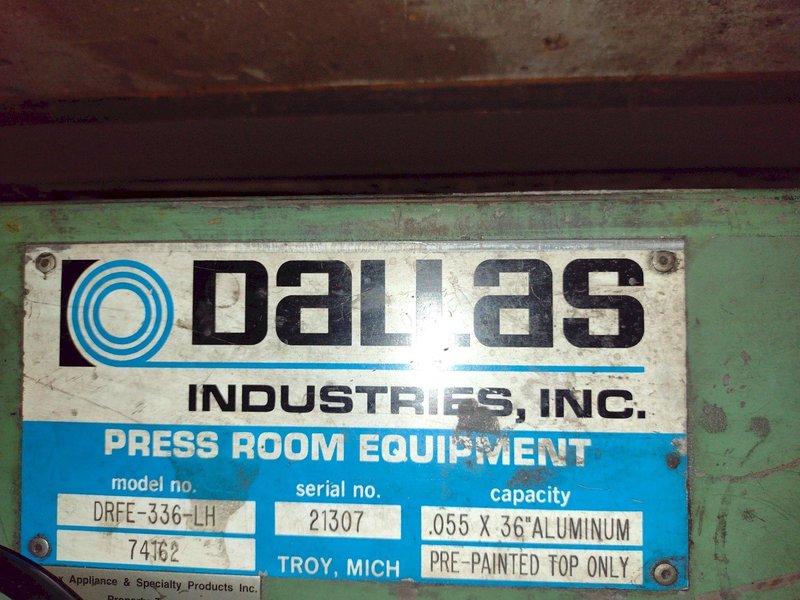 36”  DALLAS MODEL #DRFE-336-LH SERVO FEEDER WITH TUFFSERV CONTROL: STOCK #21658